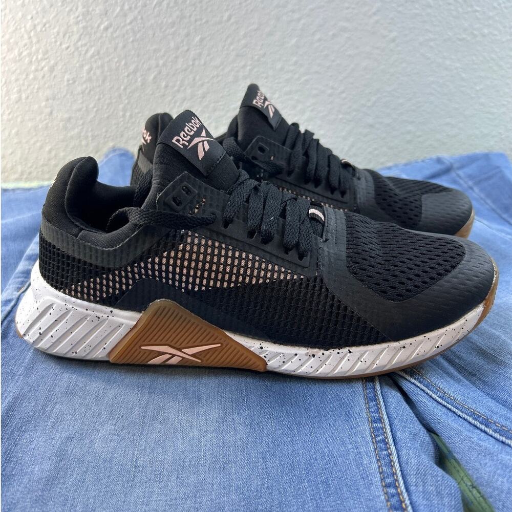 Womens Reebok Flashfilm Trainer Sneakers Black Rose Gold SZ 7.5
